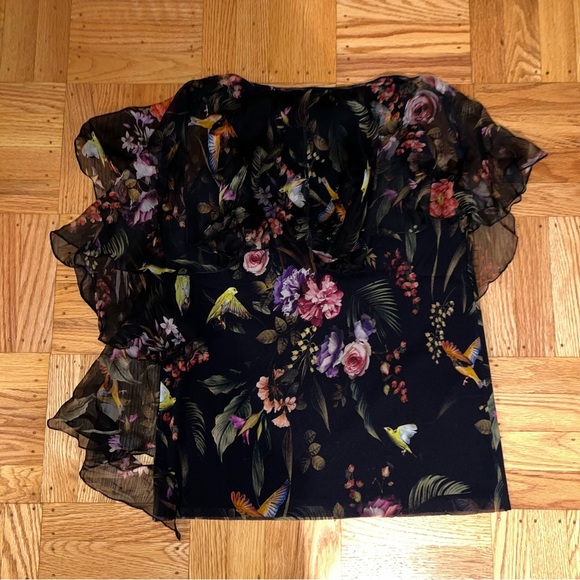 NWT Orig $595 Fuzzi Ruffled Floral Mesh Sleeveless Blouse Top Sz 44 M Gaultier - Picture 2 of 5